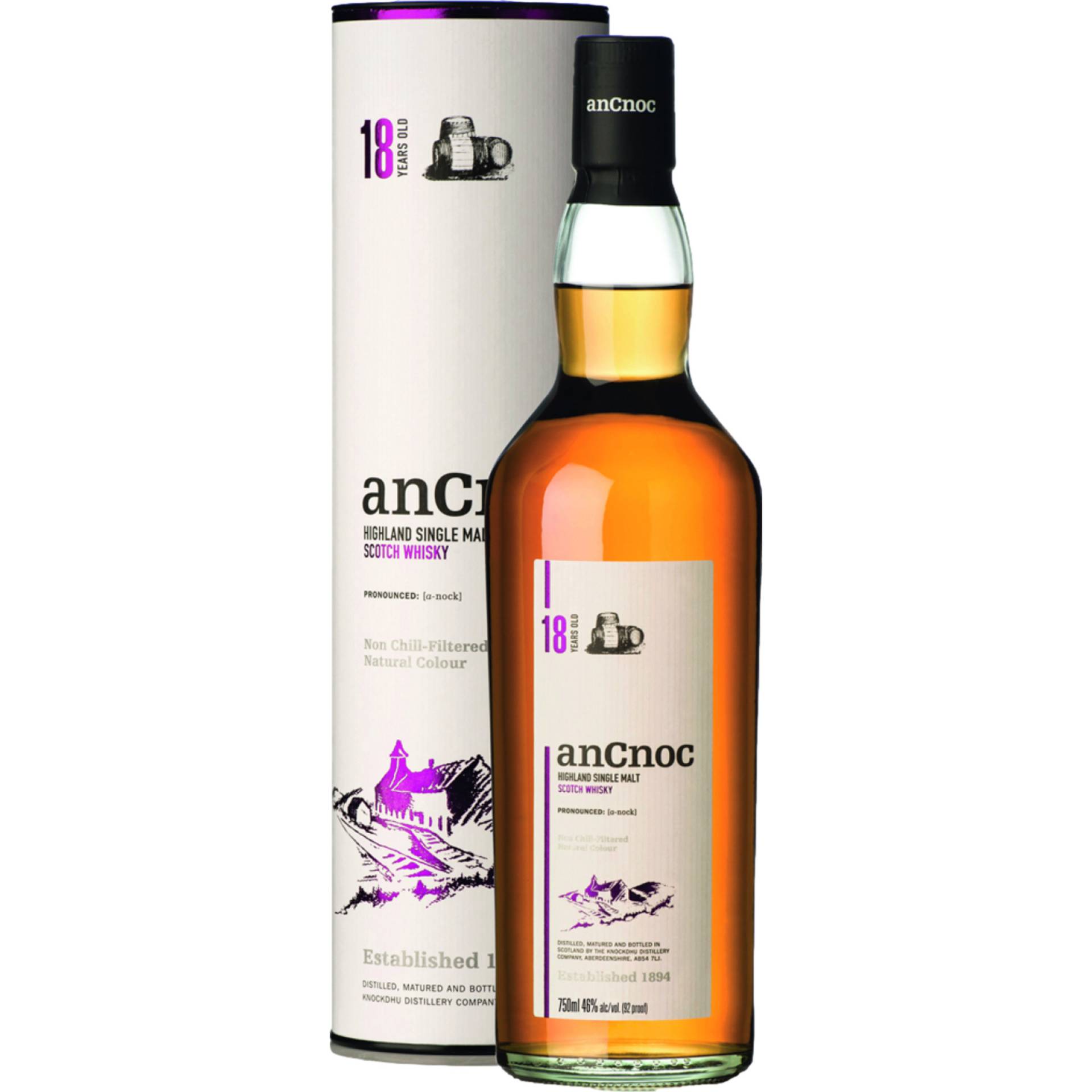 anCnoc 18 Years Old Highland Single Malt, Scotch Whisky, 0,7 L, 46% Vol., Schottland, Spirituosen von Inver House Distillers Ltd, Airdrie ML6 8PL Lanarkshire Scotland