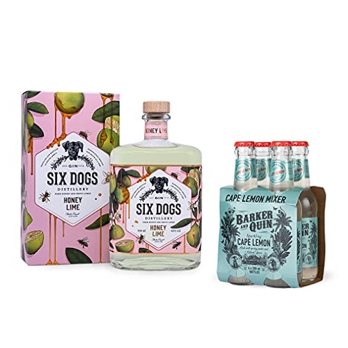 Six Dogs - Honey & Lime - Gin aus Südafrika/Wacholder & Honig & Limette/spritzig mit Schmelz / 43% Vol / (Einweg Flaschen Preis incl. 1,00 € / 4 x 0,25€ DPG Einwegpfand)(Lemon Bundle) von Inverroche