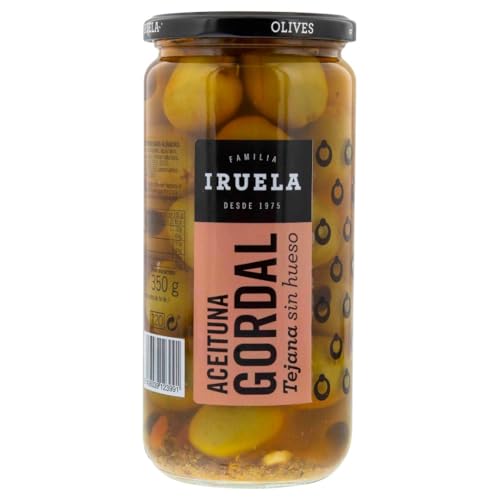 Gordal Oliven "Tejana" würzig mariniert ohne Stein - 720g - spanische Oliven im Glas entsteint von Iruela