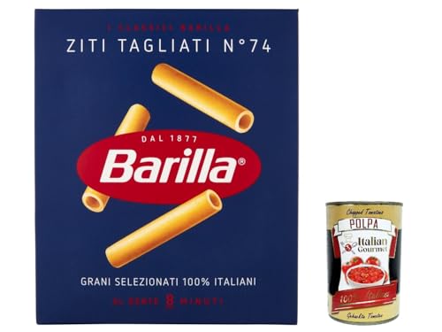 10x Ziti Tagliati n° 74, Pasta 100% italienisch Nudeln aus Hartweizengrieß 500g Packung + Italian Gourmet Polpa di Pomodoro 400g Dose von Italian Gourmet E.R.