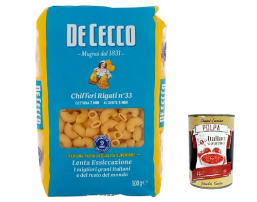 10x De Cecco Pasta 100% Italian Chifferi Rigati n° 33 Noodles 500 g + Italian Gourmet Polpa 400 g von Italian Gourmet E.R.