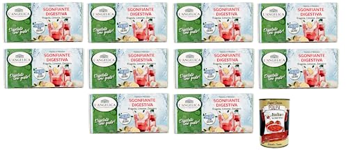 10x L' Angelica Tisana Sgonfiante Digestiva Kalter Kräutertee Geschmack von Erdbeeren kombiniert mit den Zitrusnoten von Zitrone 18 Filter + Italian Gourmet Polpa di Pomodoro 400g Dose von Italian Gourmet E.R.