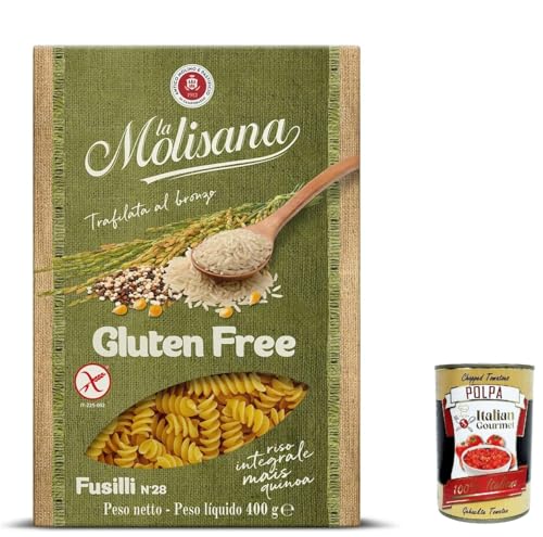 10x La Molisana, Fusilli n. 28 Senza glutine, Gluten frei Pasta mit voller Reis, Mais und Quinoa, gluten free, 400 g + Italian Gourmet polpa 400g von Italian Gourmet E.R.