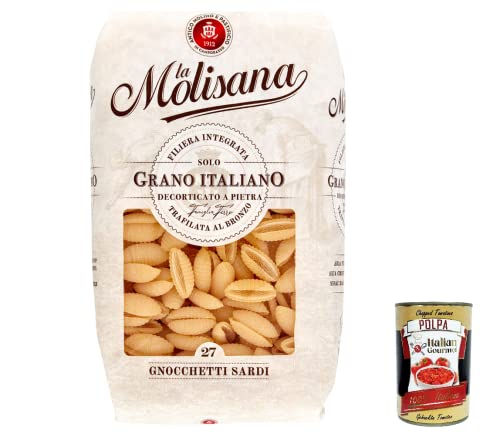 10x La Molisana Gnocchetti sardi N. 27 Pasta Lenta Lavorazione Teigwaren aus Hartweizengrieß Bronze-Zeichnung 500g + Italian Gourmet Polpa 400g von Italian Gourmet E.R.