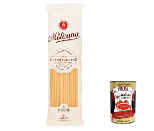 10x La Molisana Linguine N. 6 Pasta Lenta Lavorazione Teigwaren aus Hartweizengrieß Bronze-Zeichnung 500g + Italian Gourmet Polpa 400g von Italian Gourmet E.R.