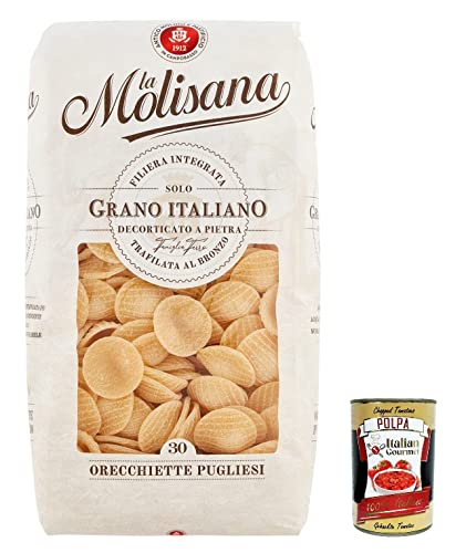 10x La Molisana Orecchiette Pugliesi N. 30 Pasta Lenta Lavorazione Teigwaren aus Hartweizengrieß Bronze-Zeichnung 500g + Italian Gourmet Polpa 400g von Italian Gourmet E.R.