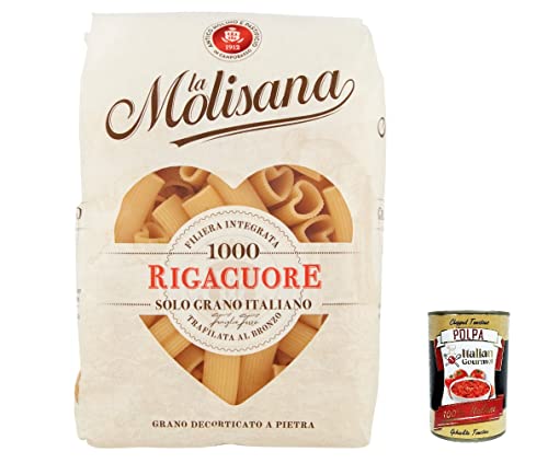 10x La Molisana Rigacuore N. 1000 Pasta Lenta Lavorazione Teigwaren aus Hartweizengrieß Bronze-Zeichnung 500g + Italian Gourmet Polpa 400g von Italian Gourmet E.R.