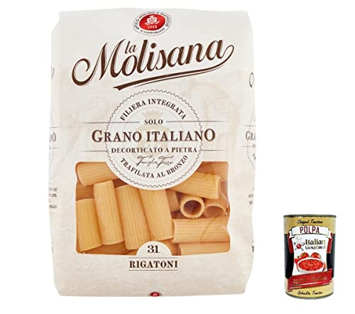 10x La Molisana Rigatoni N. 31 Pasta Lenta Lavorazione Teigwaren aus Hartweizengrieß Bronze-Zeichnung 500g + Italian Gourmet Polpa 400g von Italian Gourmet E.R.