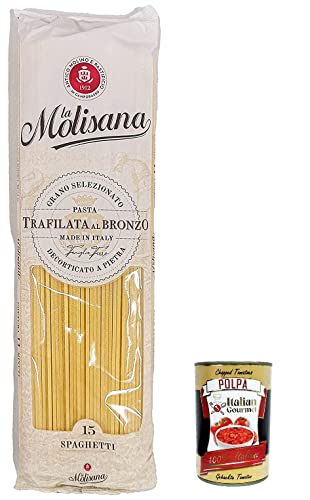 10x La Molisana Spaghetti N. 15 Pasta Lenta Lavorazione Teigwaren aus Hartweizengrieß Bronze-Zeichnung 500g + Italian Gourmet Polpa 400g von Italian Gourmet E.R.