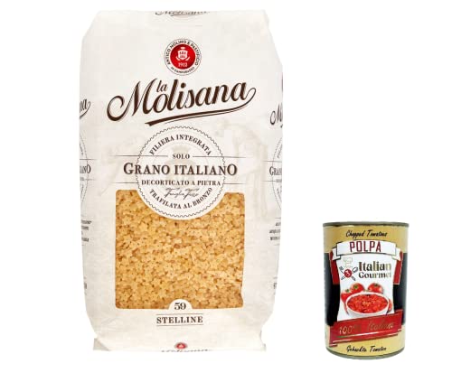 10x La Molisana Stelline N. 59 Pasta Lenta Lavorazione Teigwaren aus Hartweizengrieß Bronze-Zeichnung 500g + Italian Gourmet Polpa 400g von Italian Gourmet E.R.