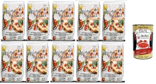 10x Molino Denti Spezialmehl für Pizza „Anima Verace“ 1 kg + Italian Gourmet polpa 400g von Italian Gourmet E.R.