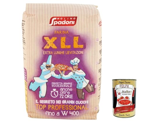 10x Molino Spadoni Farina XLL 1 KG Indicata per lunghe lievitazioni, Mehl Geeignet für langes Aufgehen + Italian Gourmet polpa 400g von Italian Gourmet E.R.