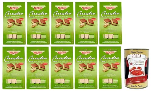 10x Novi Cuadro Pistacchio,Zwei Schichten Gianduja-Schokolade mit Pistaziencreme,Pistazien-Schokoladenpralinen,150g Beutel + Italian Gourmet Polpa di Pomodoro 400g Dose von Italian Gourmet E.R.