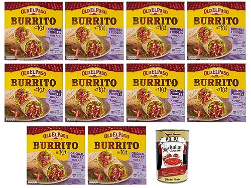 10x Old El Paso Burrito The Kit Original Frijoles,Mexikanische Spezialitäten,510-g-Packung + Italian Gourmet Polpa di Pomodoro 400g Dose von Italian Gourmet E.R.