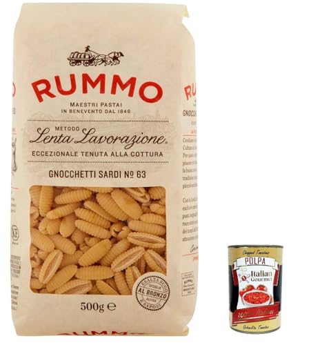 10x Rummo Gnocchetti Sardi N°63 Pasta Lenta Lavorazione Teigwaren aus Hartweizengrieß Bronze-Zeichnung 500g + Italian Gourmet polpa 400g von Italian Gourmet E.R.