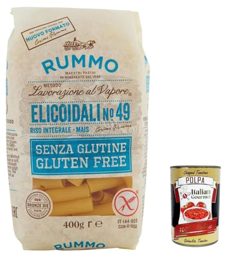 10x Rummo Pasta Elicoidali N49 senza Glutine, gluten free, 100% italienische Pasta nudeln glutenfrei 400g + Italian Gourmet polpa 400g von Italian Gourmet E.R.