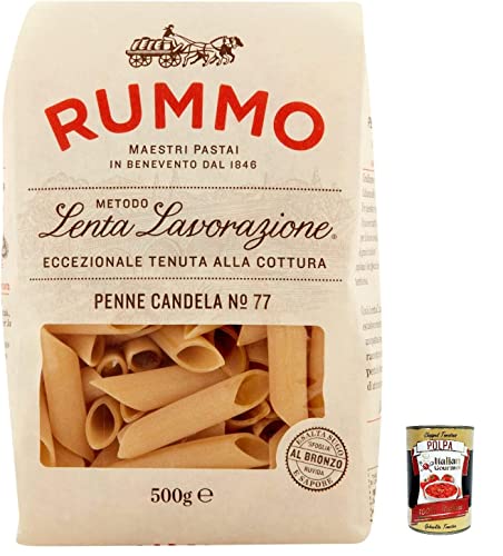 10x Rummo Penne candela N. 77 Hartweizengrieß Pasta Italienische Nudeln 500g Packung + Italian Gourmet Polpa di Pomodoro 400g Dose von Italian Gourmet E.R.