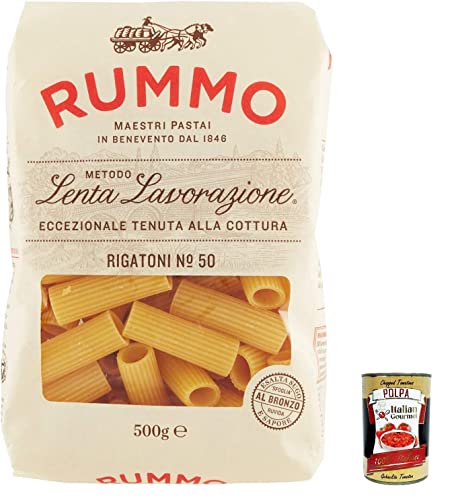 10x Rummo Rigatoni N. 50 Hartweizengrieß Pasta Italienische Nudeln 500g Packung + Italian Gourmet Polpa di Pomodoro 400g Dose von Italian Gourmet E.R.