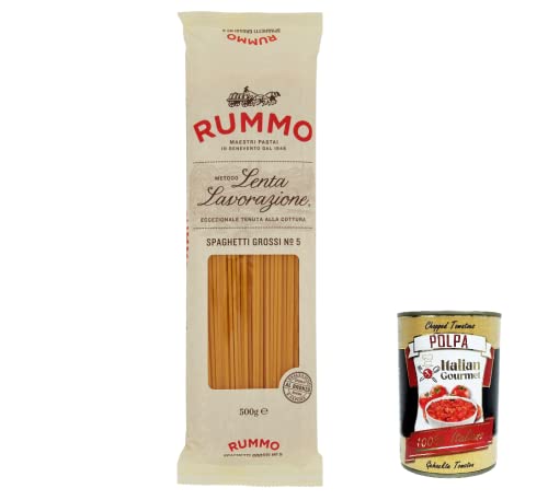 10x Rummo Spaghetti grossi N. 5 Hartweizengrieß Pasta Italienische Nudeln 500g Packung + Italian Gourmet Polpa di Pomodoro 400g Dose von Italian Gourmet E.R.