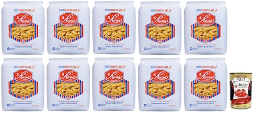 10x Russo Penne Medie Rigate N°123 Hartweizengrieß Pasta,100% Italienischer Weizen,500g-Packung + Italian Gourmet Polpa di Pomodoro 400g Dose von Italian Gourmet E.R.