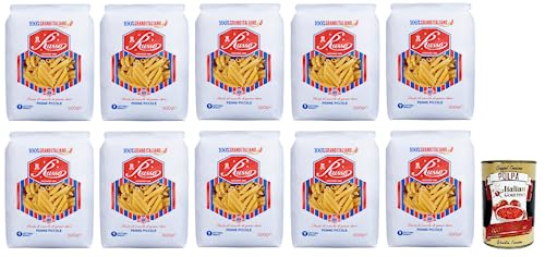 10x Russo Penne Piccole N°12 Hartweizengrieß Pasta,100% Italienischer Weizen,500g-Packung + Italian Gourmet Polpa di Pomodoro 400g Dose von Italian Gourmet E.R.