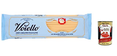 10x Voiello Pasta Lo Spaghetto Scanalato Nudeln 100 % italienische N107, 500g + Italian Gourmet Polpa 400g von Italian Gourmet E.R.