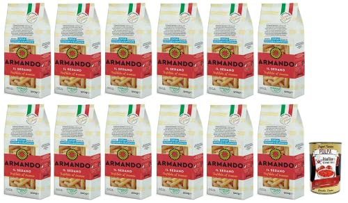 12x Armando Il Sedano,Bronzegezogene Nudeln,100% Italienische Pasta 500g + Italian Gourmet Polpa di Pomodoro 400g Dose von Italian Gourmet E.R.