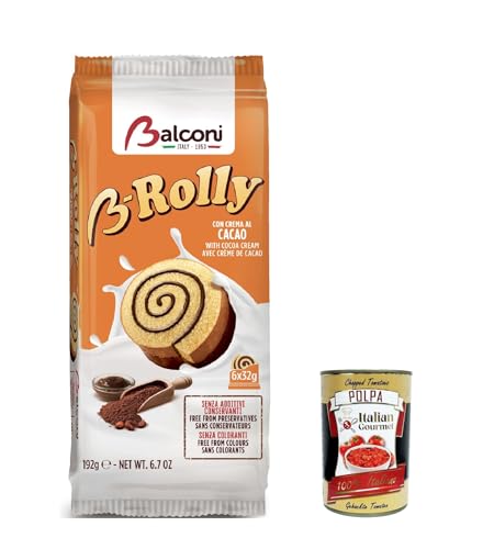 12x Balconi B-Rolly Snack Dolce da forno con farcitura al cacao Süßer Snack Backwaren mit Kakaofüllung 192g + Italian Gourmet polpa 400g von Italian Gourmet E.R.