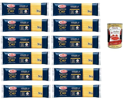 12x Barilla Pasta Selezione Oro Chef Linguine n° 13 Italienische Kurze Pasta 1Kg Packung + Italian Gourmet polpa 400g von Italian Gourmet E.R.