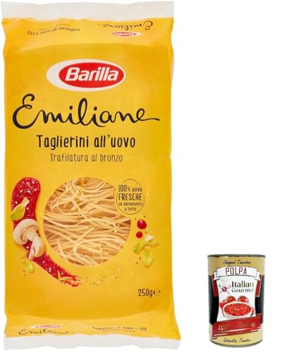 12x Barilla Pasta all' Uovo Le Emiliane Taglierini, Eiernudeln, Pasta mit Ei 250g + Italian Gourmet polpa 400g von Italian Gourmet E.R.