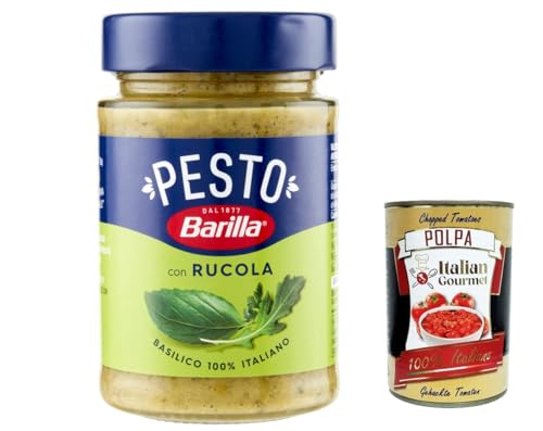 12x Pesto Basilico e Rucola 190g | Glutenfreie Italienische Pasta-Sauce mit Basilikum und Rucola, Nudel-Soße, grünes Pesto + Italian Gourmet polpa 400g von Italian Gourmet E.R.