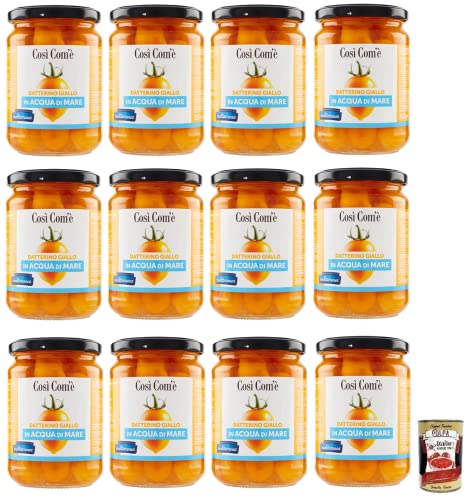 12x Così Com'è Datterino Giallo,Gelbe Datterino-Tomate im Meerwasser,Italienische Tomaten, 350g Glas + Italian Gourmet Polpa di Pomodoro 400g Dose von Italian Gourmet E.R.