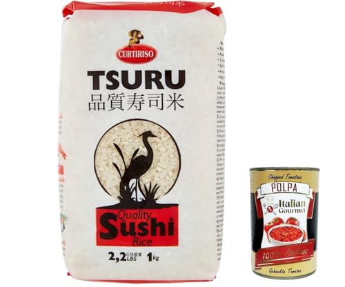 12x Curtiriso Tsuru, riso per sushi Sushi Reis/Sushireis/Sushi Rice aus Italien, 1Kg + Italian Gourmet polpa 400g von Italian Gourmet E.R.