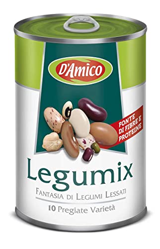 12x D'Amico Legumix Fantasia di Legumi Lessati Gekochten Hülsenfrüchten, 10 kostbare Sorten Quelle für Ballaststoffe und Vitamine 400g Dose von Italian Gourmet E.R.