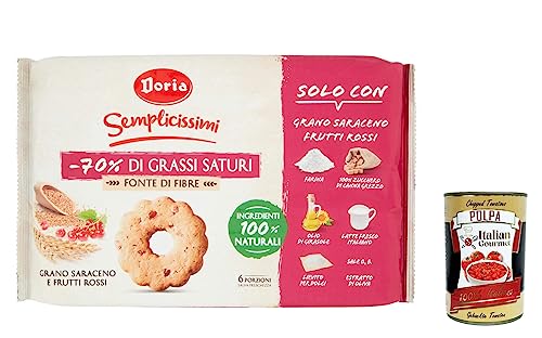 12x Doria Biscotti con Frutti Rossi e Grano Saraceno, Kekse mit roten Früchten und Buchweizen 280g + Italian Gourmet polpa 400g von Italian Gourmet E.R.