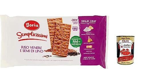 12x Doria - Semplicissimi Cracker, Riso Nero e Semi di Lino , Cracker, schwarzer Reis und Leinsamen 245 + italian Gourmet polpa 400g von Italian Gourmet E.R.