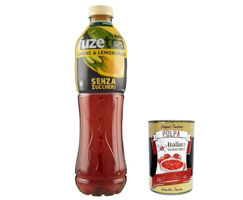 12x FUZE TEA, Schwarzer Tee zero, Zitrone mit einer Notiz von Lemongrass Pet 1,25l ohne Zucker, lemon ice tea sugar free + Italian Gourmet polpa 400g von Italian Gourmet E.R.