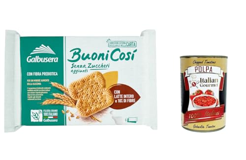 12x Galbusera BuoniCosì, Kekse ohne Zucker mit Vollmilch und 10% Ballaststoffen 300 g + Italian Gourmet polpa 400g von Italian Gourmet E.R.