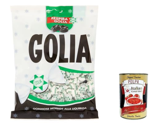 12x Golia Farfallina Gummibonbons, Lakritzgeschmack, Süßigkeiten Bonbon einzeln in einem 180g + Italian Gourmet polpa 400g von Italian Gourmet E.R.