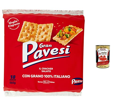 12x Gran Pavesi Crackers salati Salzgebäck gesalzen 560g kekse gebäck + Italian gourmet polpa 400g von Italian Gourmet E.R.