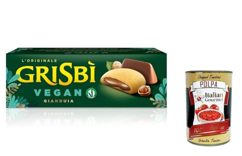 12x Grisbi Vegan Frolle Ripiene di Crema Gianduia, Biscuits cookies Kekse Shortbread Vegan Gianduia Creme 135G + Italian Gourmet polpa 400g von Italian Gourmet E.R.