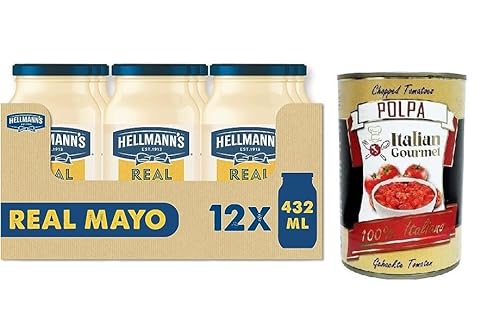 12x Hellmann's Real Maionese,Mayonnaise in Glas-Verpackung,432ml + Italian Gourmet Polpa di Pomodoro 400g Dose von Italian Gourmet E.R.