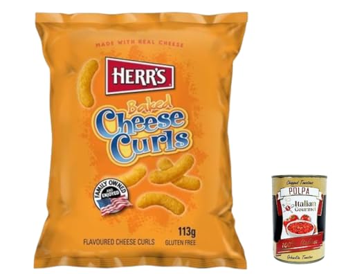 12x Herr's Baked Cheese Curls Flips Chips, Kartoffel chips snack Käse Geschmack 113g + Italian Gourmet polpa 400g von Italian Gourmet E.R.