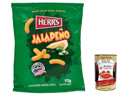 12x Herr's Jalapeño Cheese Curls, Kartoffel chips snack Jalapeño-Käse Geschmack 113 g + Italian Gourmet polpa 400g von Italian Gourmet E.R.