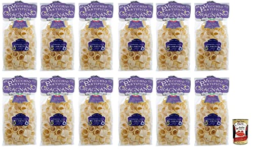 12x Il Vecchio Pastificio di Gragnano Pasta Calamarata Liscia,Gragnano IGP-Nudeln aus Hartweizengrieß von höchster Qualität 500g + Italian Gourmet Polpa di Pomodoro 400g Dose von Italian Gourmet E.R.