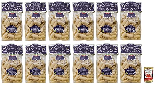 12x Il Vecchio Pastificio di Gragnano Pasta Rigatoni,Gragnano IGP-Nudeln aus Hartweizengrieß von höchster Qualität 500g + Italian Gourmet Polpa di Pomodoro 400g Dose von Italian Gourmet E.R.