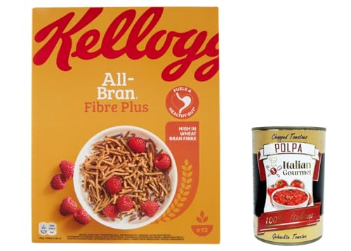 12x Kellogg's All-Bran Fibre Plus gemischtes Cereals, Volle Weizenfaser 500g Getreide Müsli reich an Ballaststoffen + Italian Gourmet polpa 400g von Italian Gourmet E.R.