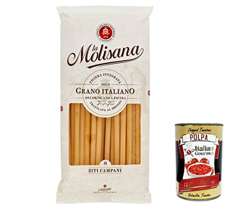 12x La Molisana Ziti Campani N. 8 Pasta Lenta Lavorazione Teigwaren aus Hartweizengrieß Bronze-Zeichnung 500g + Italian Gourmet Polpa 400g von Italian Gourmet E.R.