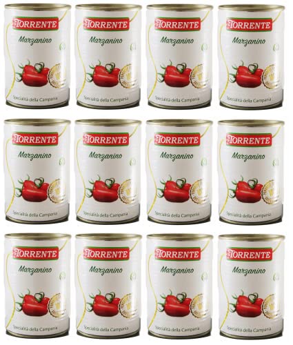 12x La Torrente Pomodoro Marzanino,San Marzano Tomate in Miniatur,100% Italienische Tomate, Spezialität aus Kampanien,400g Dose + Italian Gourmet Polpa di Pomodoro 400g Dose von Italian Gourmet E.R.