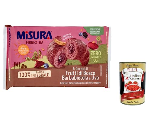 12x Misura fibrextra cornetti croissant Beeren, Rote Bete und Trauben | 100 % Vollkornmehl 308 g + Italian Gourmet polpa 400g von Italian Gourmet E.R.